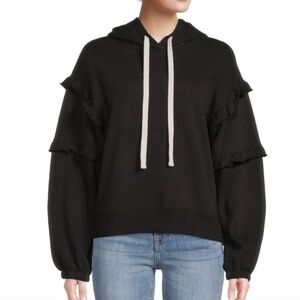 NWT Rebecca Minkoff Evelyn Ruffle Hoodie in Black